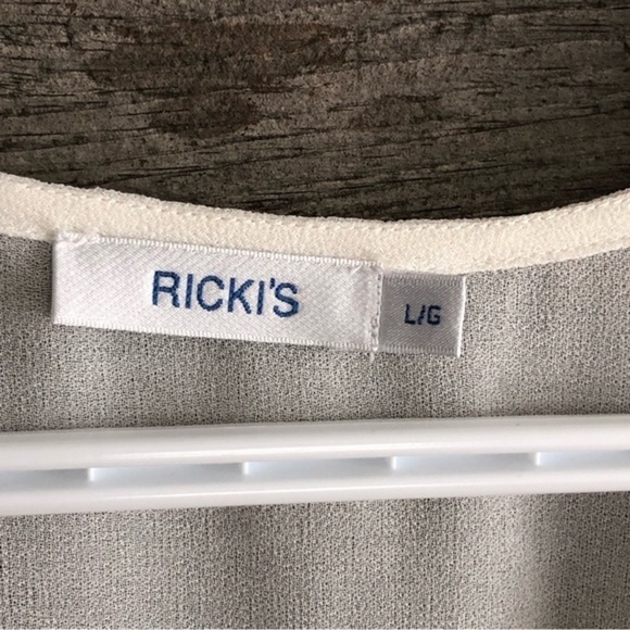 RICKI'S Size Large White Semi Sheer, Beaded V-Neck Sleeveless Blouse - Picture 4 of 4